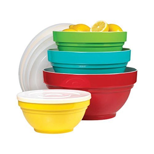100% Pure Melamine Mixing Bowl Set with Air Tight Lids Non Slip - 4 Pieces